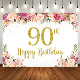 Aperturee - Flowers Lovely Happy 90Th Birthday Backdrop For Women